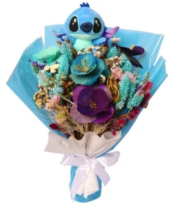Buquê de Flores Secas e Stitch