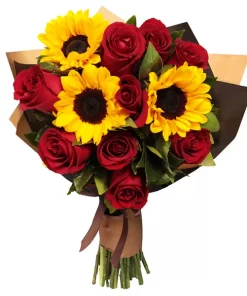 Alternative view of Buquê de Girassol e Rosas Vermelhas